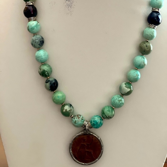 Rare Turquoise and Vintage Coin Necklace - Picture 1 of 4